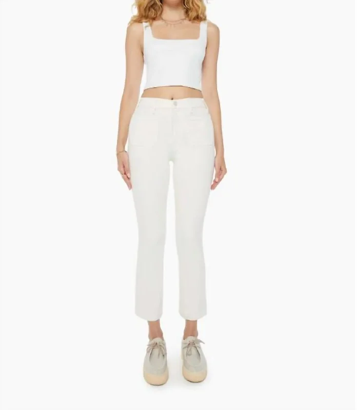Office appropriate dress pants for women in blackThe Hustler Patch Pocket Flood In Cream Puffs Office appropriate dress pants for women in blackThe Hustler Patch Pocket Flood In Cream Puffs