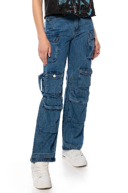 Thermal pants for women in extremely cold weatherTHE ULTIMATE DENIM CARGO PANT IN MEDIUM BLUE DENIM Thermal pants for women in extremely cold weatherTHE ULTIMATE DENIM CARGO PANT IN MEDIUM BLUE DENIM