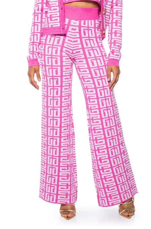 Plaid wide leg dress pants for women in a preppy and formal styleTHERE SHE IS KNIT WIDE LEG HIGH WAIST PANT Plaid wide leg dress pants for women in a preppy and formal styleTHERE SHE IS KNIT WIDE LEG HIGH WAIST PANT