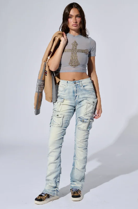 Midi length pants for women with eleganceTOO GOOD FOR YOU DENIM PANT