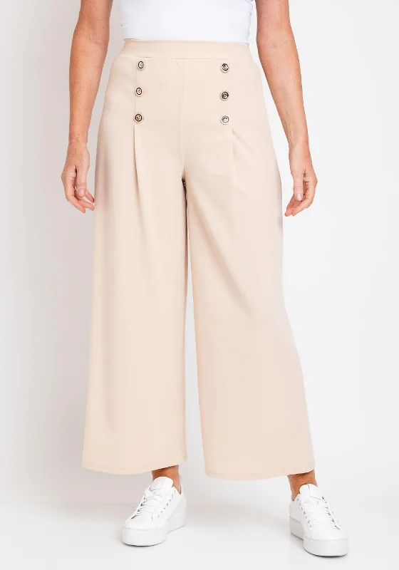 Velvet wide leg jeans for women in a luxurious and trendy styleThe Serafina Collection One Size Wide Leg Crop Trousers, Beige