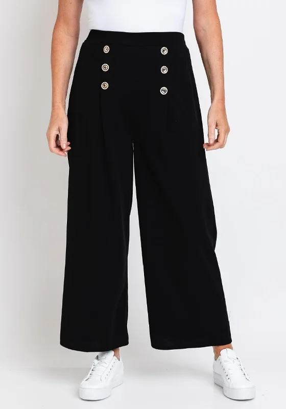 Recycled fabric pants for women in an eco - friendly and sustainable styleThe Serafina Collection One Size Wide Leg Crop Trousers, Black