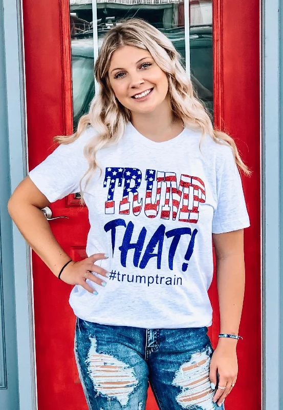 Women's T - shirt with a high - low hem and side slitsTrump That