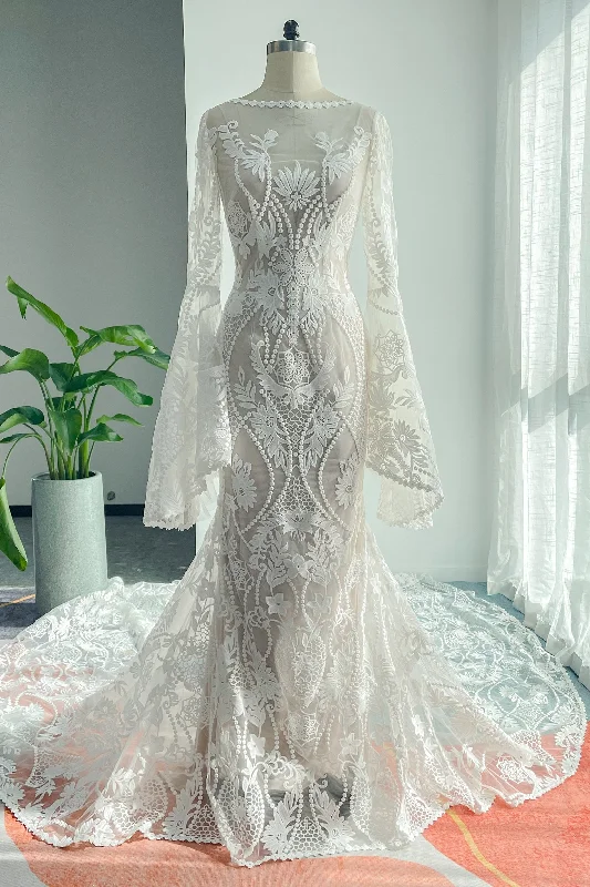 Chiffon - draped empire waist wedding dressTrumpet-Mermaid Chapel Train Lace Tulle Wedding Dress CW3146 Chiffon - draped empire waist wedding dressTrumpet-Mermaid Chapel Train Lace Tulle Wedding Dress CW3146