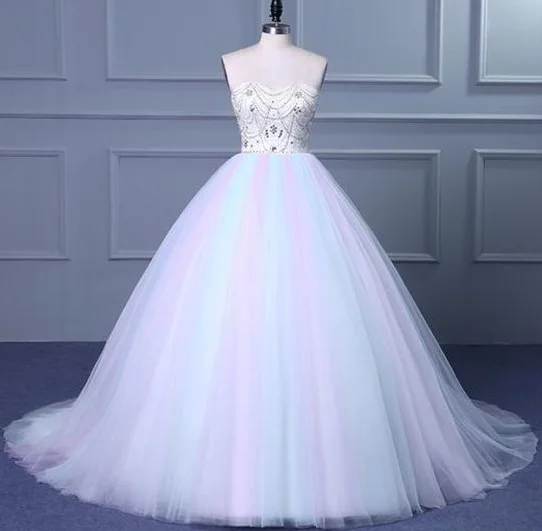 Outdoor - wedding - perfect lightweight wedding dressUnique Strapless Sweetheart A Line Wedding Dresses Beaded Bridal prom Gown cg5453