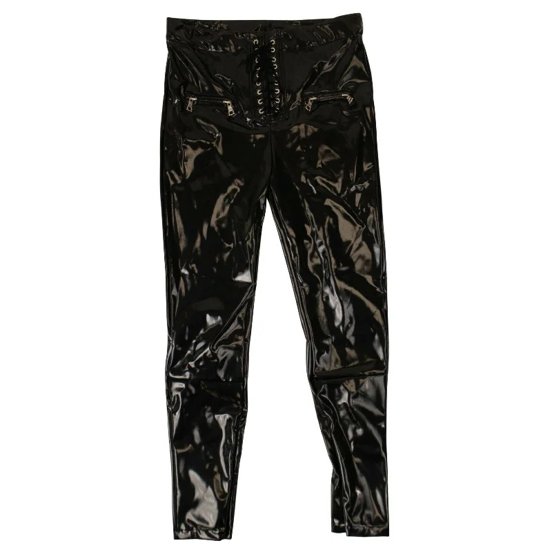 Printed flowy pants for women in a bohemian lookUnravel Project Latex Lace Up Pants - Black Printed flowy pants for women in a bohemian lookUnravel Project Latex Lace Up Pants - Black