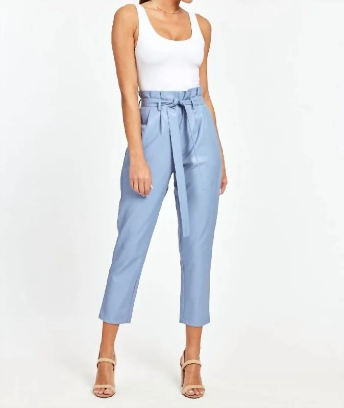 Trousers with back pockets for women in functionalityUptown Paper Bag Pants In French Blue Trousers with back pockets for women in functionalityUptown Paper Bag Pants In French Blue