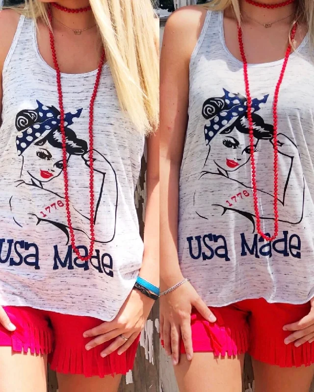 Women's T - shirt with a high - low hemUSA Made Tank