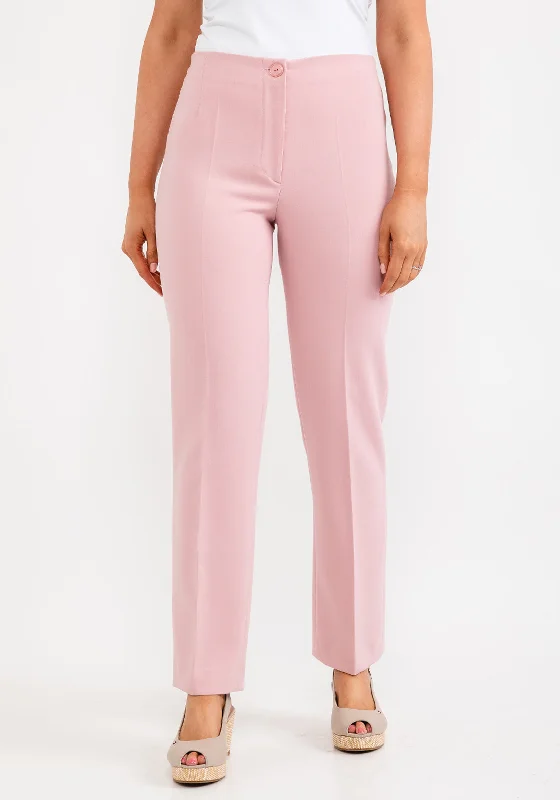 Metallic wide leg pants for women in a shiny and glamorous styleVia Veneto Sarah Tailored Slim Trousers, Blush