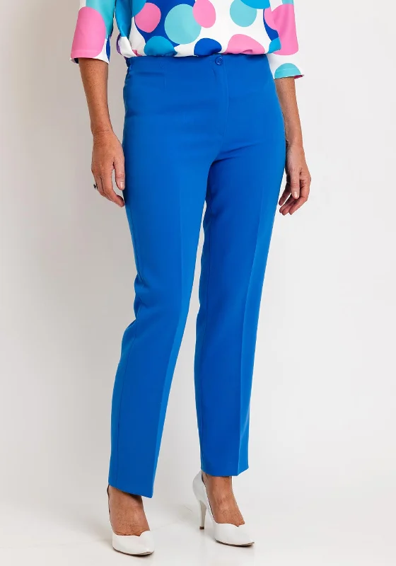 Striped wide leg jeans for women in a bold and trendy styleVia Veneto Sarah Tailored Slim Trousers, Cornflower Striped wide leg jeans for women in a bold and trendy styleVia Veneto Sarah Tailored Slim Trousers, Cornflower