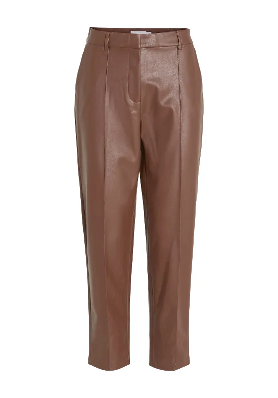 Houndstooth print wide leg pants for women in a sophisticated and statement - making styleVila Dagmar Slim Leg Coated Trouser, Shaved Chocolate Houndstooth print wide leg pants for women in a sophisticated and statement - making styleVila Dagmar Slim Leg Coated Trouser, Shaved Chocolate