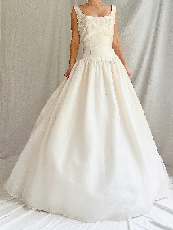 Smart - casual wedding dress for a laid - back ceremonyVintage Bianchi Silk Organza Pearl Embelished Gown - S/6