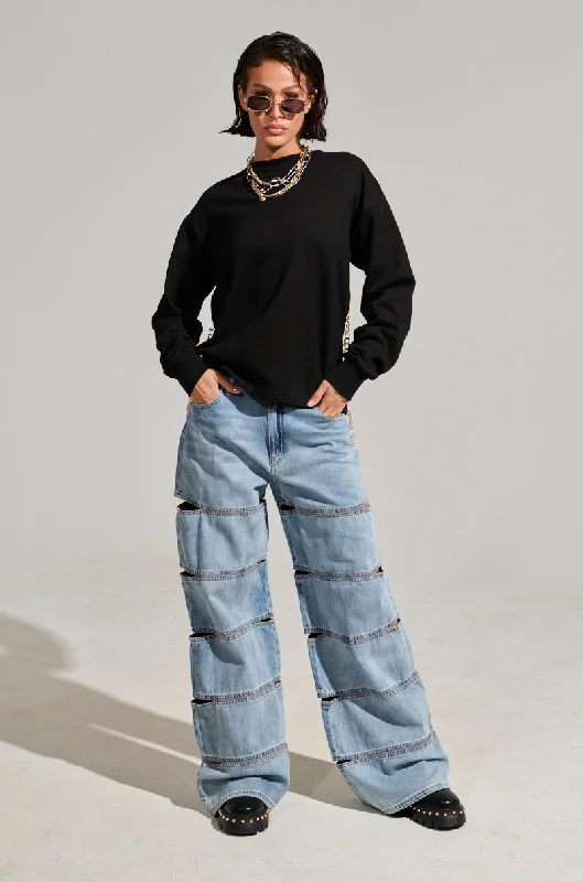 Recycled polyester pants for women in an eco - conscious choiceWE GROOVIN DENIM PANT Recycled polyester pants for women in an eco - conscious choiceWE GROOVIN DENIM PANT