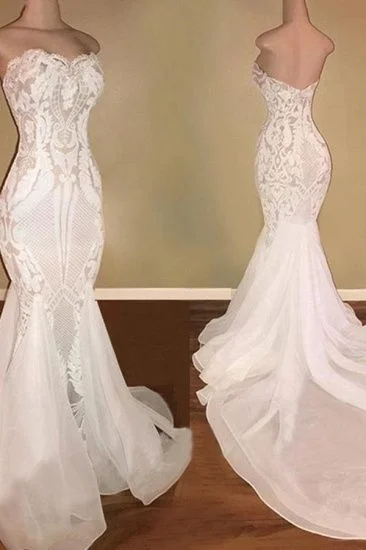 Disney - princess - inspired wedding dressWhite Mermaid Wedding Dresses With Appliques Tulle Ruffles Bridal Gowns Prom Dress    cg22386