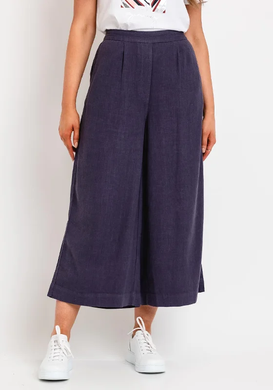 High waisted bootcut pants with belt loops for women in a flattering and adjustable styleWhite Stuff Lisette Linen Blend Culottes, Dusty Purple