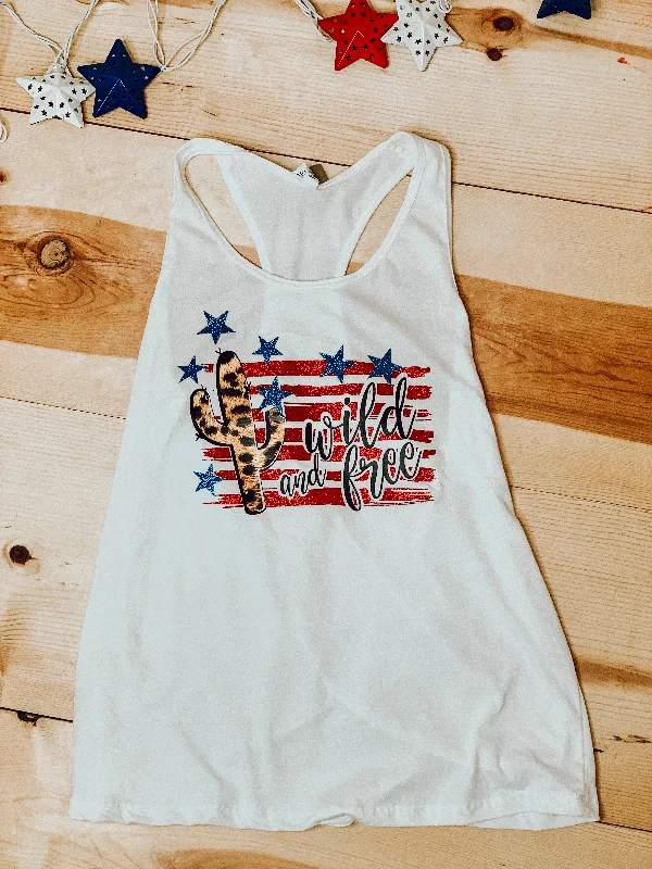 Long - sleeved women's T - shirt with a bell - sleeve designWild & Free Flag Tank