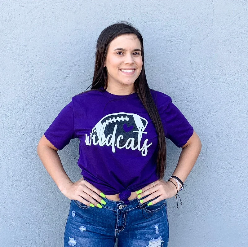 Printed women's T - shirt with a vintage - inspired floral patternWildcats Football Tee