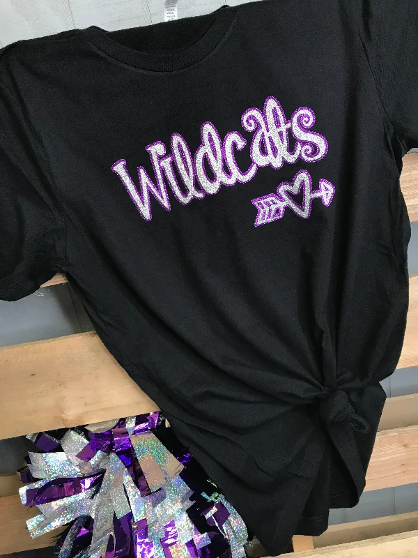 Cropped women's T - shirt with a ruffled hemWildcats Heart Tee