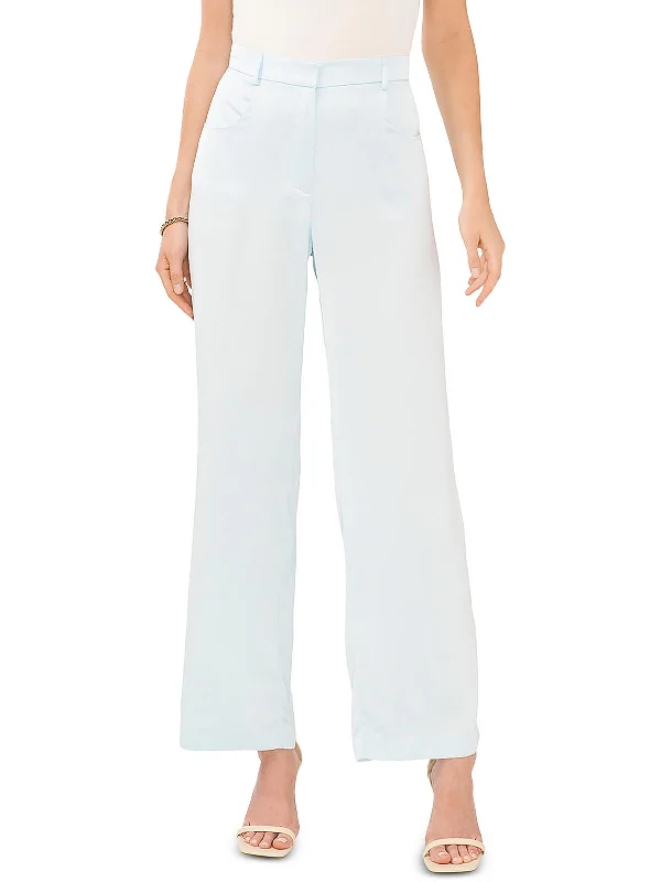 Pencil pants for women in a sleek styleWomens High Waist Textured Wide Leg Pants