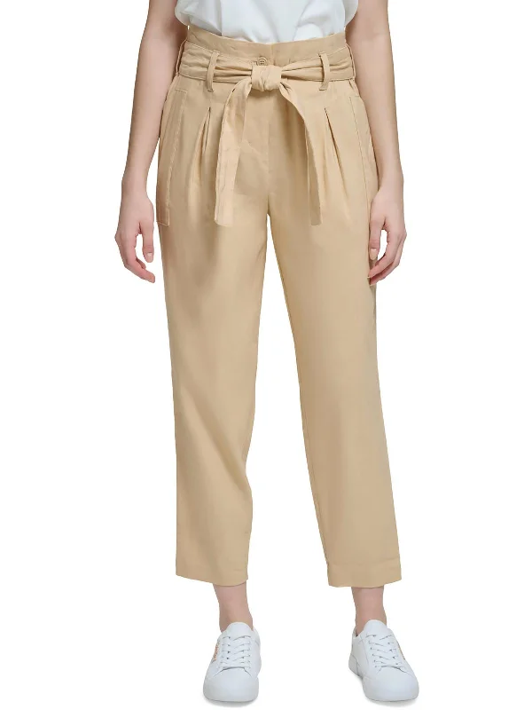 Capri pants for women in springWomens Linen High Waist Cropped Pants