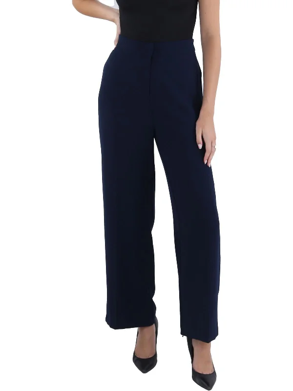 Linen blend cigarette pants for women in a breezy and modern styleWomens Texured Pintuck Straight Leg Pants