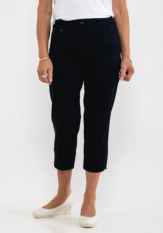 Trousers with side slits for women in a modern designZerres Greta Cropped Comfort Trousers, Navy