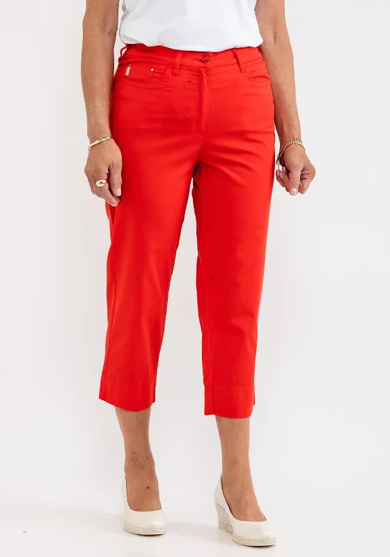 Solid color palazzo pants for women in bright huesZerres Greta Cropped Comfort Trousers, Red