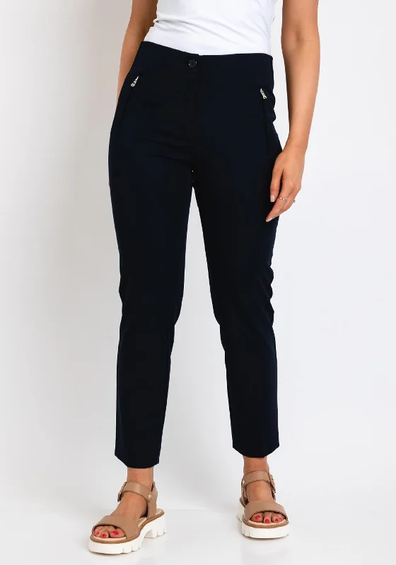 Skinny leather pants for women for a trendy lookZerres Jane Zip Pocket Slim Trousers, Navy