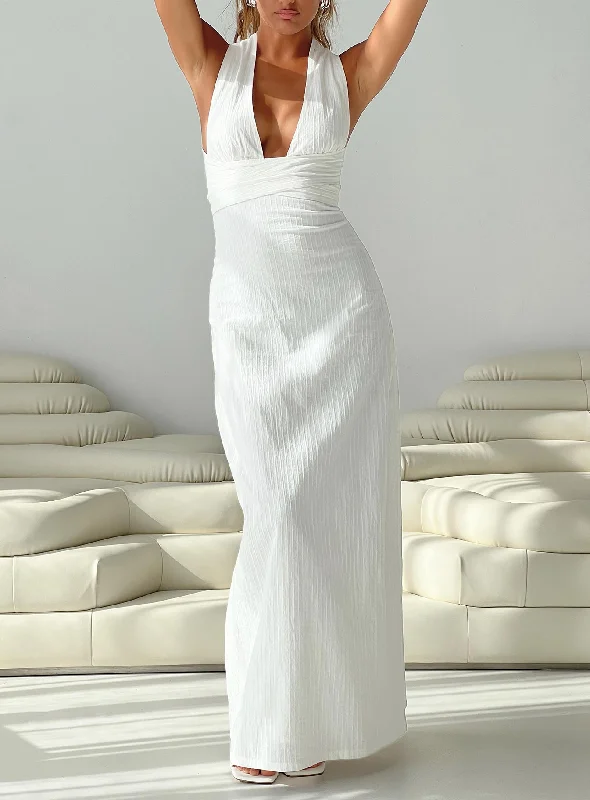 Mesh Paneled Dresses for Ladies' Modern EdgeAlsace Maxi Dress White