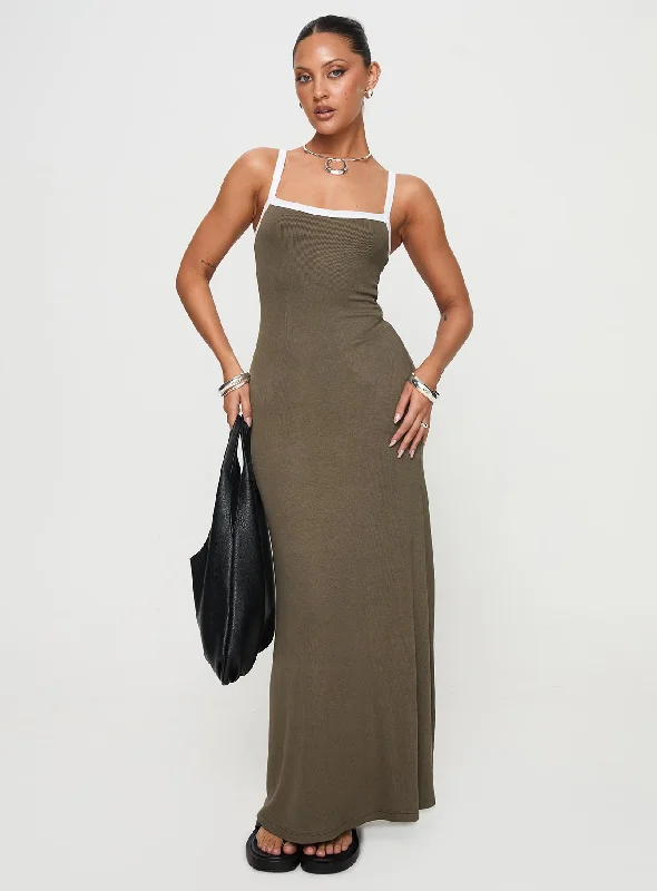 Dresses with Metallic Sequined Bodice for Ladies' Glamorous LookAustrina Maxi Dress Olive Dresses with Metallic Sequined Bodice for Ladies' Glamorous LookAustrina Maxi Dress Olive