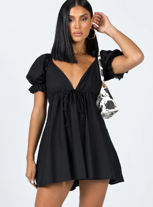 Dresses with Ruffled Sleeveless Top for Ladies' Dramatic and Artistic LookBlissful Mini Dress Black
