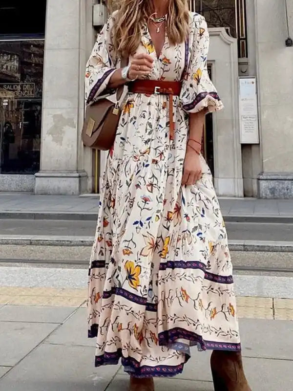 Dresses with Tulle Overlay and Beaded Bodice for Ladies' Dramatic and Graceful LookWomen’s Printed Bohemian Long Dress Dresses with Tulle Overlay and Beaded Bodice for Ladies' Dramatic and Graceful LookWomen’s Printed Bohemian Long Dress