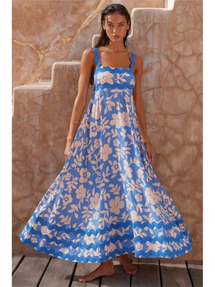 Halter Neck Sleeveless Dresses for Ladies' Outdoor ActivitiesAmy Fashion - Bohemian Summer Printed A-Line Sexy Backless Spaghetti Strap Boho Dress Halter Neck Sleeveless Dresses for Ladies' Outdoor ActivitiesAmy Fashion - Bohemian Summer Printed A-Line Sexy Backless Spaghetti Strap Boho Dress