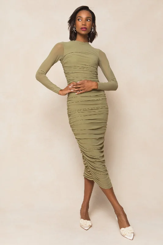 Plus Size Jersey Wrap Dresses for Ladies' Easygoing LookBrynn Dress in Olive