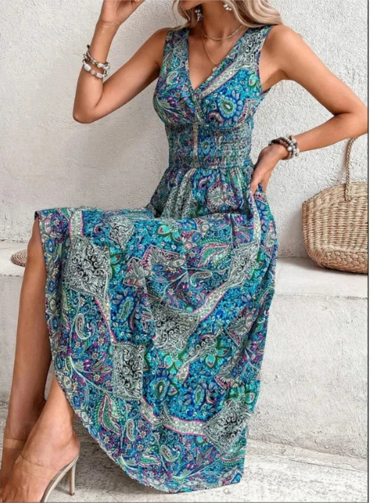 Dresses with Sheer Sleeve and Sequined Cuffs and Bow at the Waist for Ladies' Elegant and Sweet LookAmy Fashion - Casual Holiday Female Fashion Summer Boho Dress Dresses with Sheer Sleeve and Sequined Cuffs and Bow at the Waist for Ladies' Elegant and Sweet LookAmy Fashion - Casual Holiday Female Fashion Summer Boho Dress