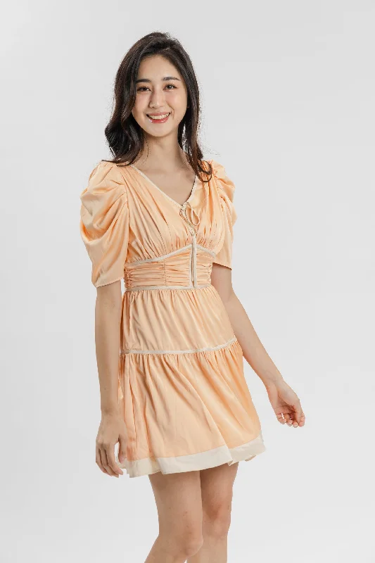 Dresses with Embroidered Floral Patterns and Tassel Hem for Ladies' Bohemian and Feminine LookNicole Orange Silk Dress Dresses with Embroidered Floral Patterns and Tassel Hem for Ladies' Bohemian and Feminine LookNicole Orange Silk Dress