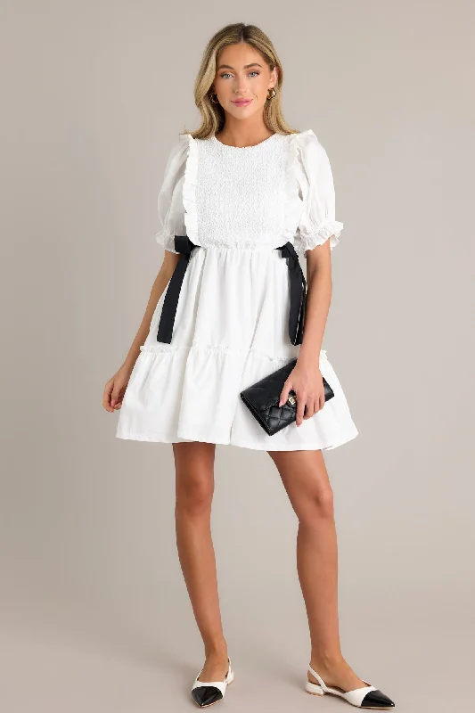 Princess Style Tulle Dresses for Ladies' Weekend BrunchDecision Made 100% Cotton Ivory Puff Sleeve Mini Dress