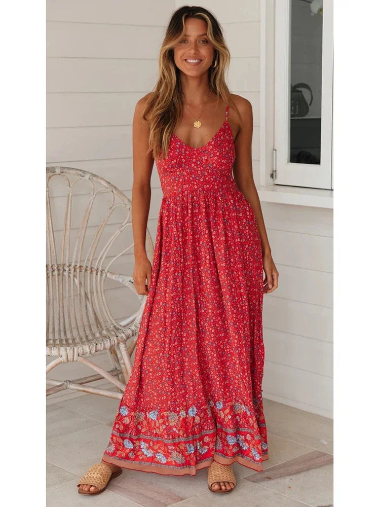 Satin Dresses with Embroidered Bodice for Ladies' Timeless LookAmy Fashion - Elegant Floral V-Neck Sleeveless Boho Dress Satin Dresses with Embroidered Bodice for Ladies' Timeless LookAmy Fashion - Elegant Floral V-Neck Sleeveless Boho Dress