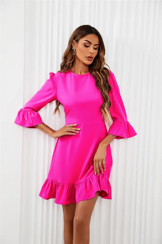 Dresses with Sequined Fringe for Ladies' Dazzling and Playful LookFS Collection Frill Mini Dress In Fuchsia Pink Dresses with Sequined Fringe for Ladies' Dazzling and Playful LookFS Collection Frill Mini Dress In Fuchsia Pink