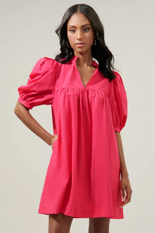 Dresses with Ruffled Hem and Bow at the Waist for Ladies' Sweet and Feminine LookJulissa Split Neck Babydoll Dress