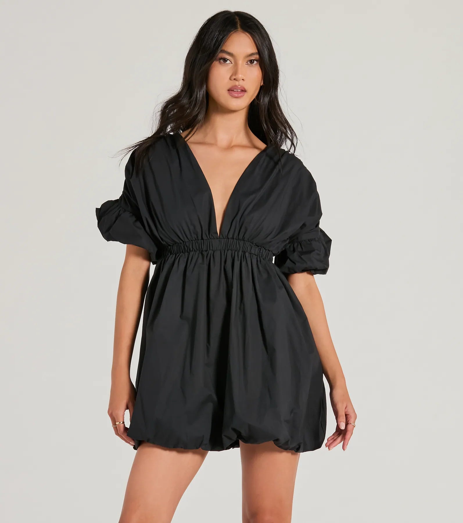 Dresses with High Low Sheer Skirt for Ladies' Dramatic and Fashionable LookLove Game Plunge V-Neck Bubble Skater Dress Dresses with High Low Sheer Skirt for Ladies' Dramatic and Fashionable LookLove Game Plunge V-Neck Bubble Skater Dress