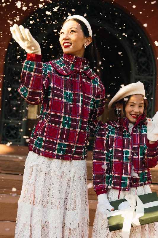 Dresses with Ruffled Hem and Bow at the Waist for Ladies' Sweet and Feminine LookMcKenna Quilted Jacket in Holiday Plaid Dresses with Ruffled Hem and Bow at the Waist for Ladies' Sweet and Feminine LookMcKenna Quilted Jacket in Holiday Plaid