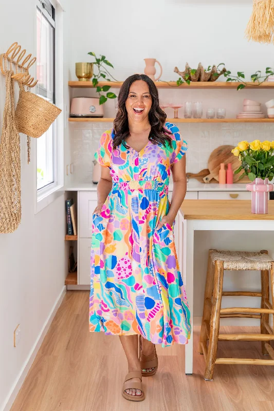 Wrap Style Polyester Dresses for Ladies' Versatile OutfitMillie Dress in Peachy Keen by Kasey Rainbow Wrap Style Polyester Dresses for Ladies' Versatile OutfitMillie Dress in Peachy Keen by Kasey Rainbow