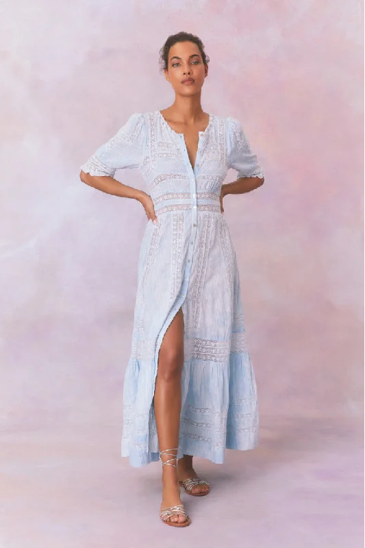 Ombre Dresses with Gradient Colors for Ladies' Stunning Visual AppealMinka Stripe Hand Dye Lace Maxi Dress Ombre Dresses with Gradient Colors for Ladies' Stunning Visual AppealMinka Stripe Hand Dye Lace Maxi Dress