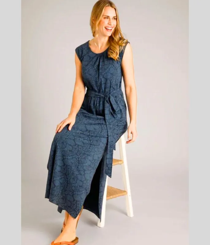 Mesh Paneled Dresses for Ladies' Modern EdgeNavy Galia Print Jersey Maxi Dress