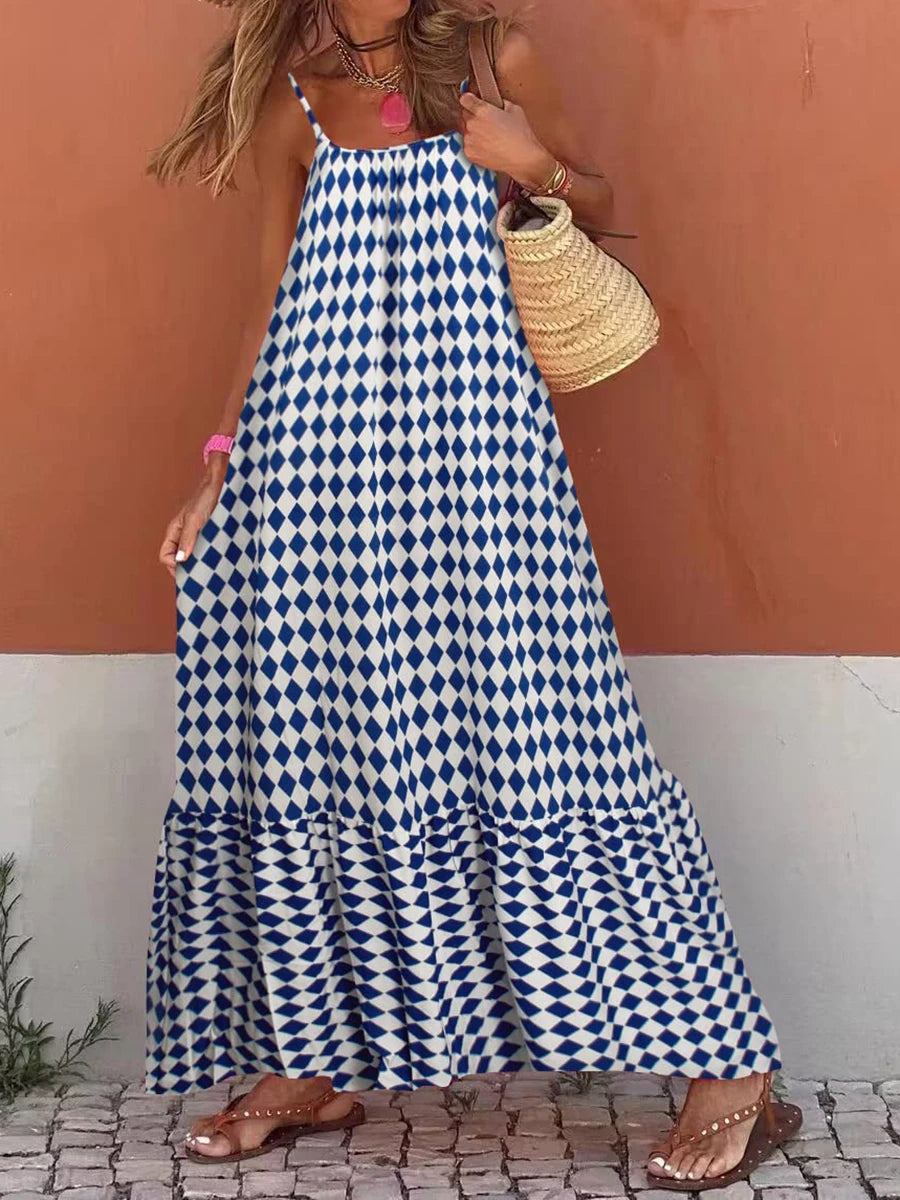 Dresses with Metallic Sequined Bodice and Chiffon Skirt for Ladies' Glamorous and Flirty LookAmy Fashion - New Sleeveless Print Summer Spaghetti Strap Boho Dress Dresses with Metallic Sequined Bodice and Chiffon Skirt for Ladies' Glamorous and Flirty LookAmy Fashion - New Sleeveless Print Summer Spaghetti Strap Boho Dress