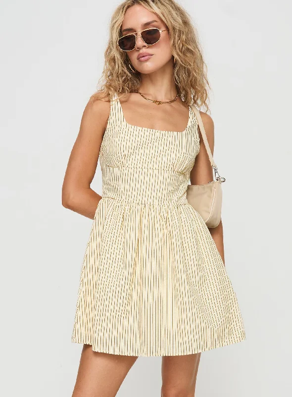 Comfortable Linen Shift Dresses for Ladies' Daily WearPhillipson Mini Dress Beige Stripe