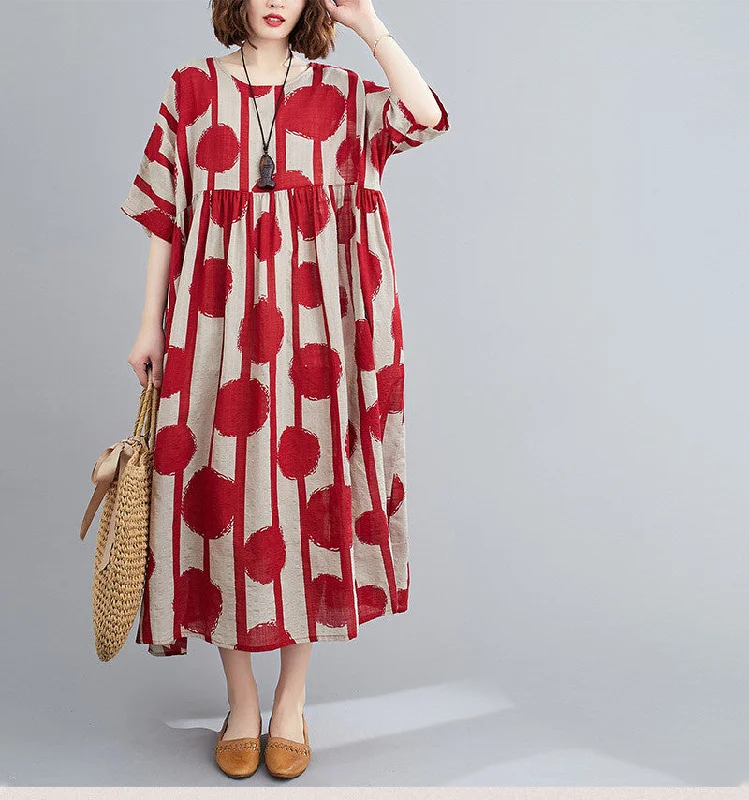 One Shoulder Dresses with Ruffled Sleeve for Ladies' Fashion StatementPlus Size Vintage Polka Dot Simmer Dress Cotton Casual Ladies Dresses One Shoulder Dresses with Ruffled Sleeve for Ladies' Fashion StatementPlus Size Vintage Polka Dot Simmer Dress Cotton Casual Ladies Dresses