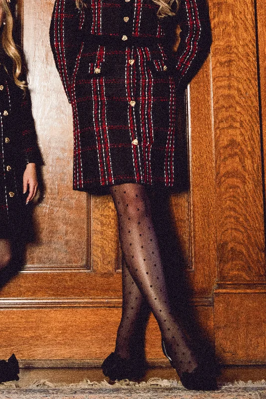 Dresses with Sequined Geometric Shapes and Lace and Chiffon Blend and Ruffled Sleeves for Ladies' Modern and Dramatic LookReagan Skirt in Navy Plaid Dresses with Sequined Geometric Shapes and Lace and Chiffon Blend and Ruffled Sleeves for Ladies' Modern and Dramatic LookReagan Skirt in Navy Plaid