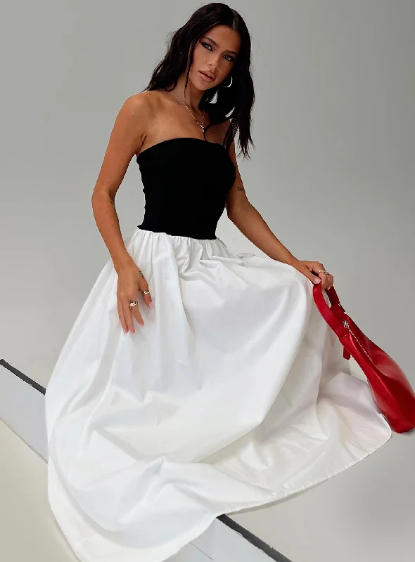 Ballroom Style Satin Dresses for Ladies' Special OccasionsRhett Maxi Dress Black / White Ballroom Style Satin Dresses for Ladies' Special OccasionsRhett Maxi Dress Black / White